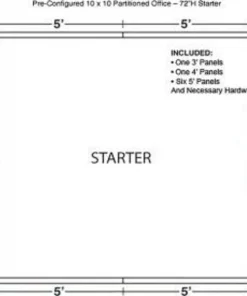 Global Equipment Interion Pre-Configured Office Cubicle - 10'W x 10'D x 72"H - Starter Kit - Blue