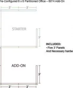 Global Equipment Interion Pre-Configured Office Cubicle - 6'W x 6'D x 60"H - Add-On Kit - Blue