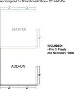 Global Equipment Interion Pre-Configured Office Cubicle - 6'W x 6'D x 72"H - Add-On Kit - Blue