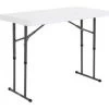 Global Equipment Lifetime Adjustable Height Plastic Folding Table, 24" x 48", White