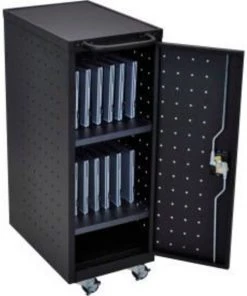 Luxor Corp Luxor Laptop/Chromebook Compact Charging Cart For 12 Devices, 14"W x 24-3/4"D x 39-5/8"H, Black