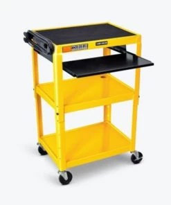 Luxor Corp Luxor Adjustable-Height Steel AV Cart with Pullout Tray, Yellow, 24"W x 18"D x 24" to 42"H