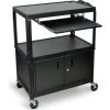 Luxor Corp Luxor Extra-Large Adj-Height Steel Cart w/Pullout Keyboard Tray & Cabinet, 32"W x 20"D x 24" to 42"H