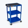 Luxor Corp Luxor Adjustable-Height Steel AV Cart, Blue, 24"L x 18"W x 24" to 42"H, 300 LBS Capacity