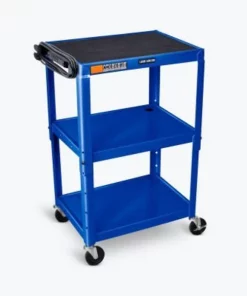 Luxor Corp Luxor Adjustable-Height Steel AV Cart, Blue, 24"L x 18"W x 24" to 42"H, 300 LBS Capacity
