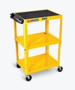 Luxor Corp Luxor Adjustable-Height Steel AV Cart, Yellow, 24"L x 18"W x 24" to 42"H, 300 LBS Capacity