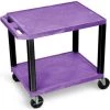 Luxor Corp Luxor AV Cart, 26"H, Two Shelves, Black Legs, Purple Shelves, 300 Lbs Capacity