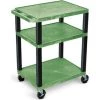 Luxor Corp Luxor AV Cart, 34"H, Three Shelves, Black Legs, Green Shelves, 300 Lbs Capacity