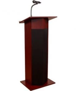 National Public Seating Power Plus Podium / Lectern with Sound - Mahogany