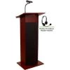National Public Seating Oklahoma Sound Power Plus Podium / Lectern with Wireless Headset Mic 22"W x 17"D x 46"Mahogany