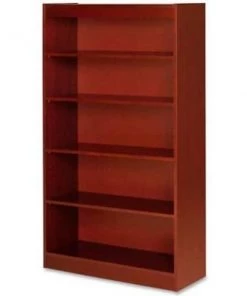 Sp Richards Lorell¬Æ 5-Shelf Panel End Hardwood Veneer Bookcase, 36"W x 12"D x 60"H, Cherry