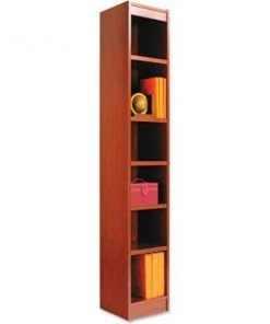 Alera Furniture Alera Narrow Profile Bookcase, Wood Veneer, 6-Shelf, 12"Wx12"Dx72"H, Cherry