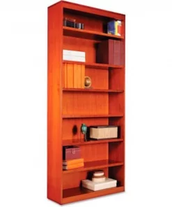 Alera Furniture Alera Square Corner Wood Veneer Bookcase, 7-Shelf, 35 5/8"Wx11-3/4"Dx84"H, Cherry