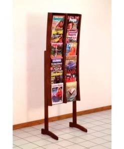 Wooden Mallet 12 Pocket Contemporary Floor Display - Mahogany