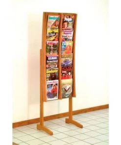 Wooden Mallet 12 Pocket Contemporary Floor Display - Medium Oak