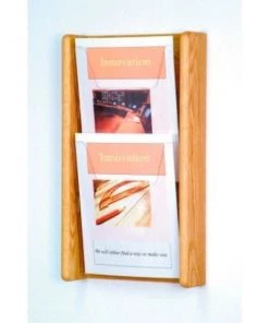 Wooden Mallet 2 Pocket (2H) Acrylic & Oak Wall Display - Light Oak