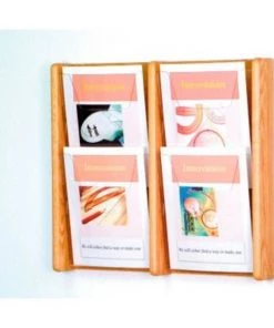 Wooden Mallet 4 Pocket (2Wx2H) Acrylic & Oak Wall Display - Light Oak