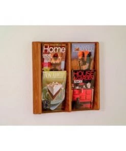 Wooden Mallet 4 Pocket (2Wx2H) Acrylic & Oak Wall Display - Medium Oak