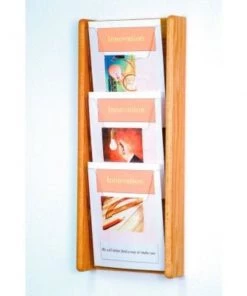 Wooden Mallet 3 Pocket (3H) Acrylic & Oak Wall Display - Light Oak