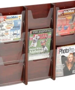 Wooden Mallet 9 Pocket (3Wx3H) Acrylic & Oak Wall Display - Mahogany