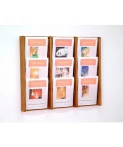 Wooden Mallet 9 Pocket (3Wx3H) Acrylic & Oak Wall Display - Medium Oak