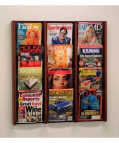 Wooden Mallet 12 Pocket (3Wx4H) Acrylic & Oak Wall Display - Mahogany