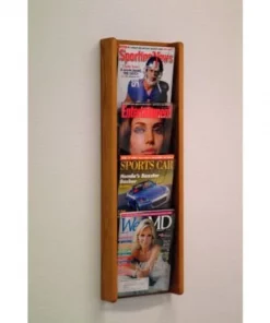 Wooden Mallet 4 Pocket (4H) Acrylic & Oak Wall Display - Medium Oak