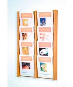 Wooden Mallet 8 Pocket (2Wx4H) Acrylic & Oak Wall Display - Light Oak