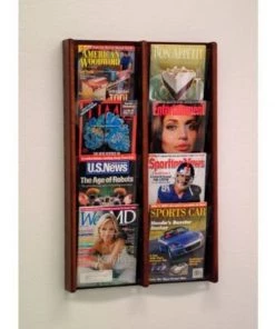 Wooden Mallet 8 Pocket (2Wx4H) Acrylic & Oak Wall Display - Mahogany