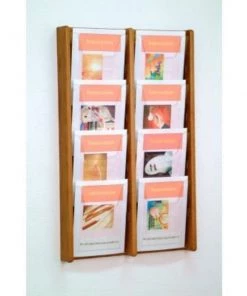 Wooden Mallet 8 Pocket (2Wx4H) Acrylic & Oak Wall Display - Medium Oak