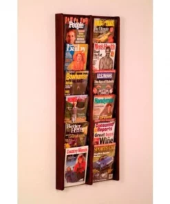 Wooden Mallet 12 Pocket (2Wx6H) Acrylic & Oak Wall Display - Mahogany