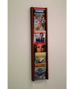 Wooden Mallet 6 Pocket (6H) Acrylic & Oak Wall Display - Mahogany