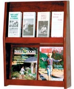 Wooden Mallet 4 Magazine/8 Brochure Wall Display - Mahogany