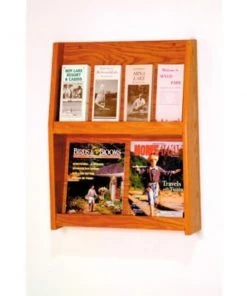 Wooden Mallet 4 Magazine/8 Brochure Wall Display - Medium Oak