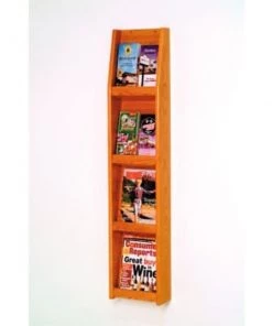 Wooden Mallet 4 Magazine/8 Brochure Wall Display - Medium Oak