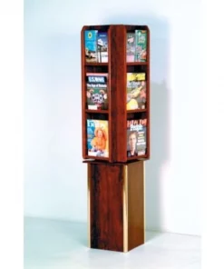 Wooden Mallet Free Standing 12 Pocket Rotary Literature Display - Mahogany