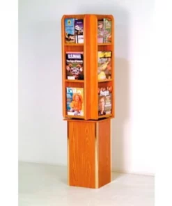 Wooden Mallet Free Standing 12 Pocket Rotary Literature Display - Medium Oak
