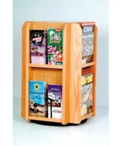 Wooden Mallet Countertop 8 Pocket Rotary Literature Display - Light Oak