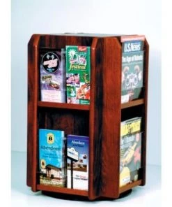 Wooden Mallet Countertop 8 Pocket Rotary Literature Display - Mahogany