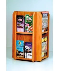 Wooden Mallet Countertop 8 Pocket Rotary Literature Display - Medium Oak