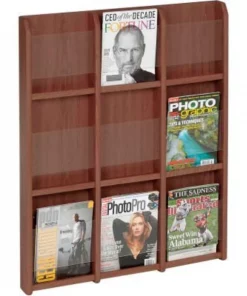 Wooden Mallet 9 Magazine/18 Brochure Oak & Acrylic Wall Display - Mahogany