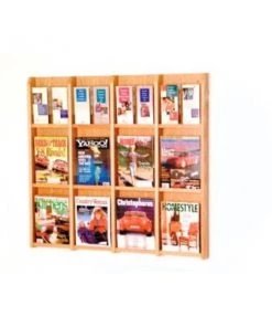 Wooden Mallet 12 Magazine/24 Brochure Oak & Acrylic Wall Display - Light Oak