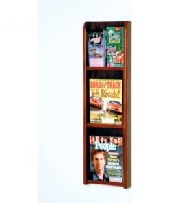 Wooden Mallet 3 Magazine/6 Brochure Oak & Acrylic Wall Display - Mahogany
