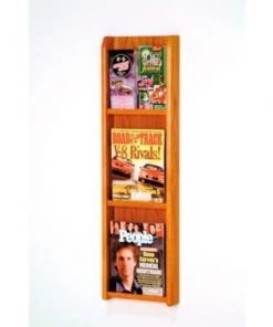 Wooden Mallet 3 Magazine/6 Brochure Oak & Acrylic Wall Display - Medium Oak