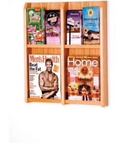 Wooden Mallet 4 Magazine/8 Brochure Oak & Acrylic Wall Display - Light Oak