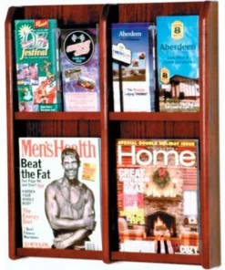 Wooden Mallet 4 Magazine/8 Brochure Oak & Acrylic Wall Display - Mahogany
