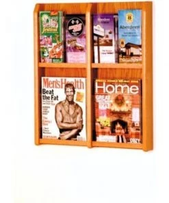 Wooden Mallet 4 Magazine/8 Brochure Oak & Acrylic Wall Display - Medium Oak