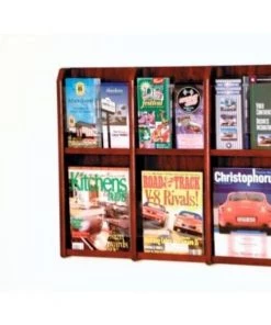 Wooden Mallet 6 Magazine/12 Brochure Oak & Acrylic Wall Display - Mahogany