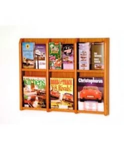 Wooden Mallet 6 Magazine/12 Brochure Oak & Acrylic Wall Display - Medium Oak