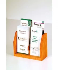 Wooden Mallet Countertop 4 Pocket Brochure Display - Medium Oak